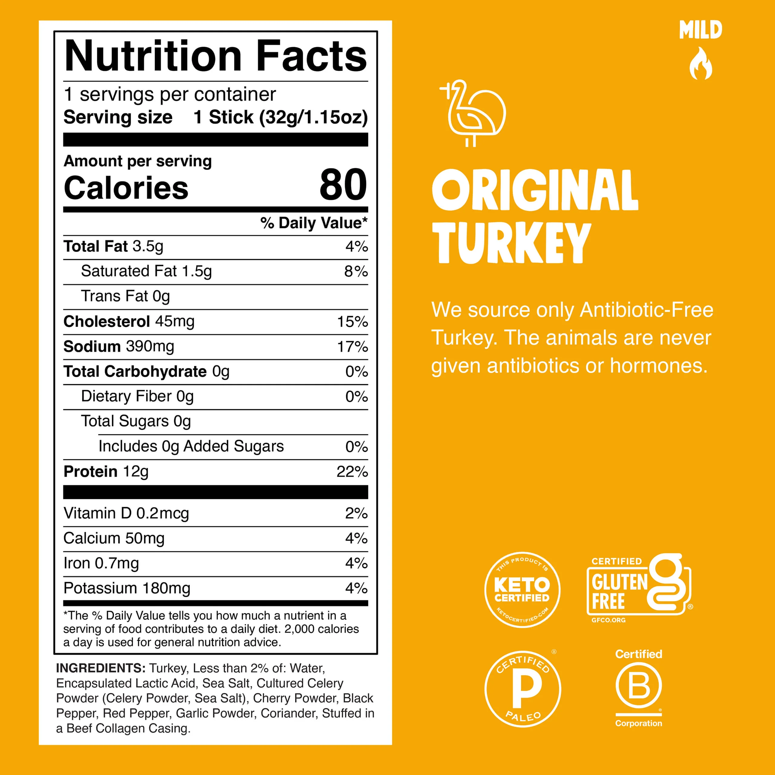 Original Turkey Meat Sticks, Smoky and a Little Spicy