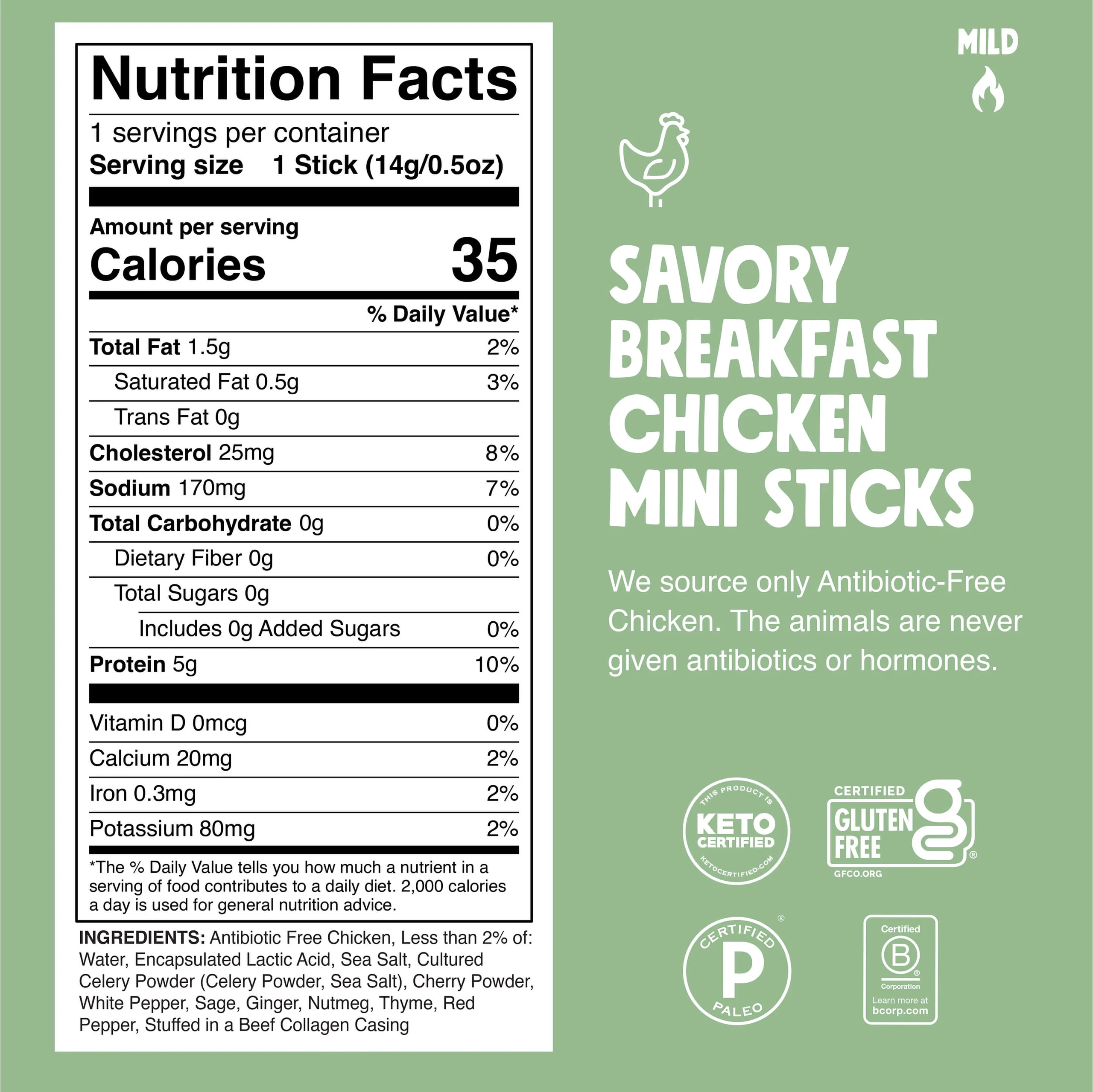 6 mini-bâtonnets de poulet Savory Breakfast Chomplings