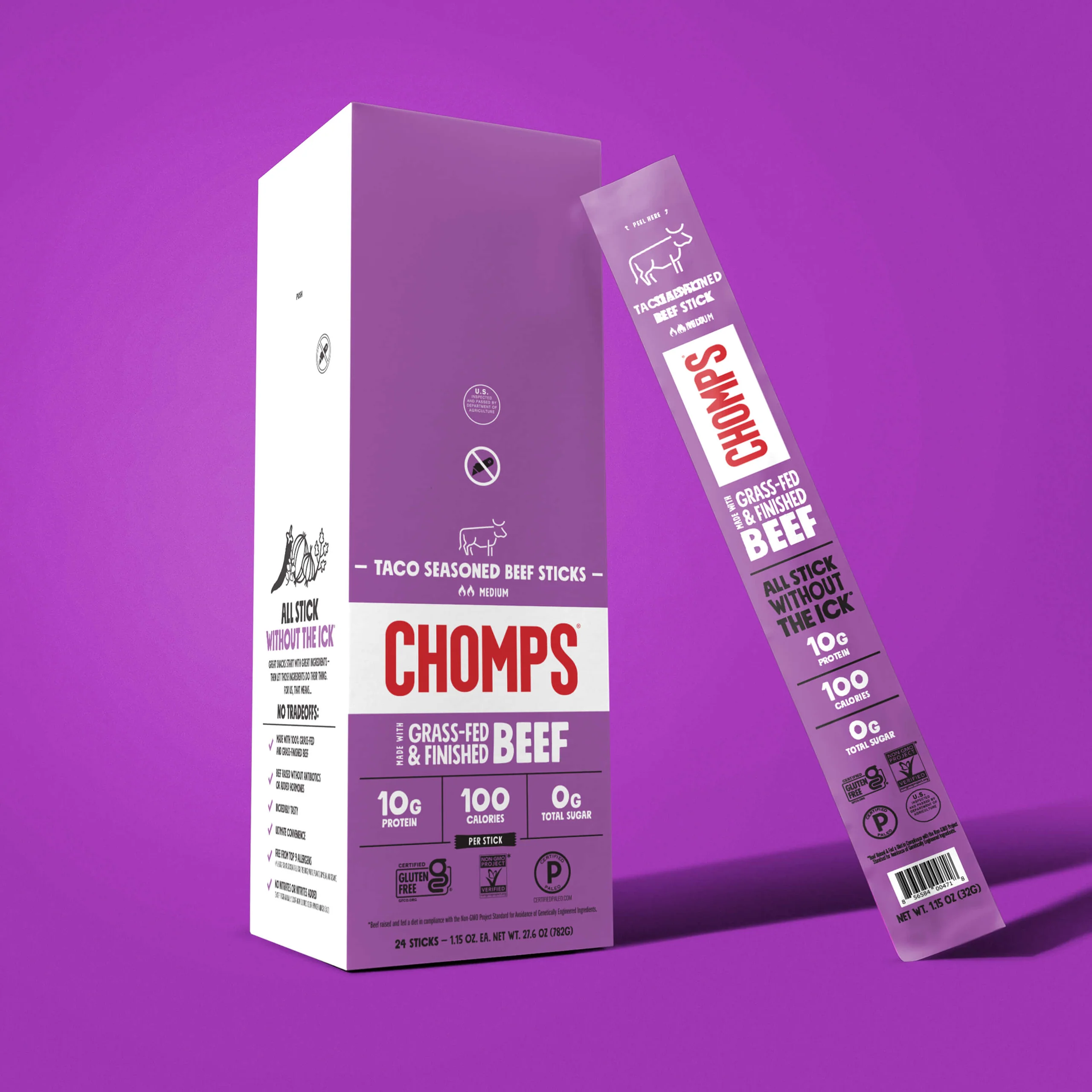 Taco Seasoned Grass-Fed Beef Jerky Sticks