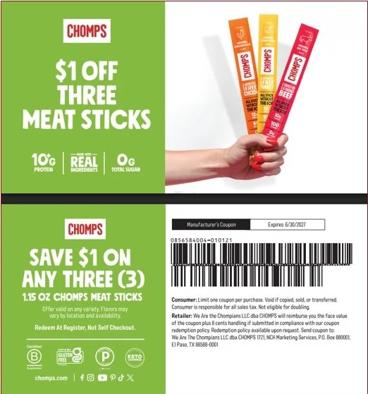 Chomps 26/27 kupongpaket, packade 25 per antal