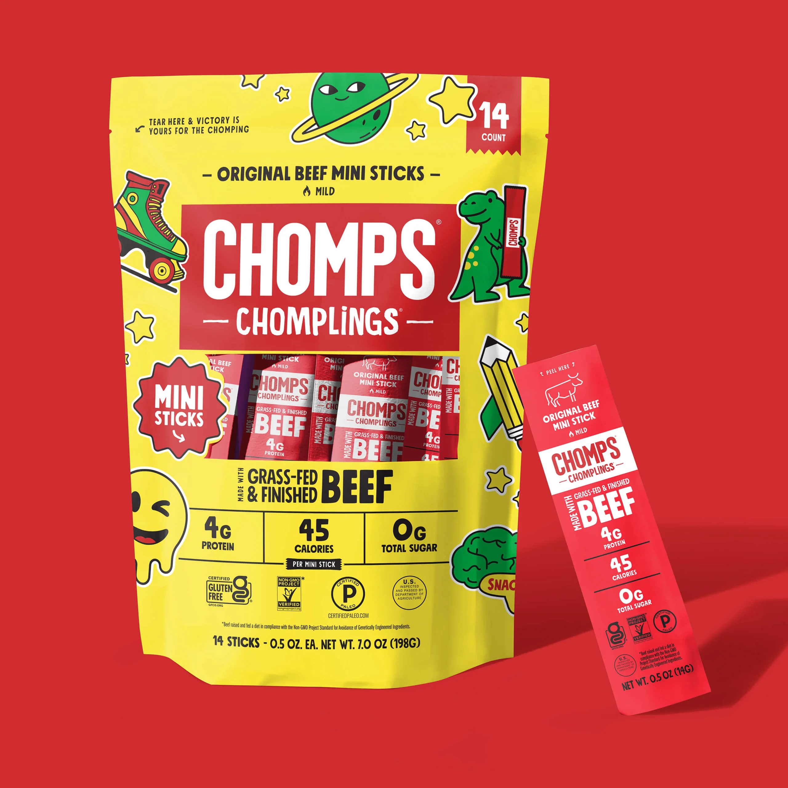 Original Beef Chomplings 14-Count School Pack for Lunchboxes